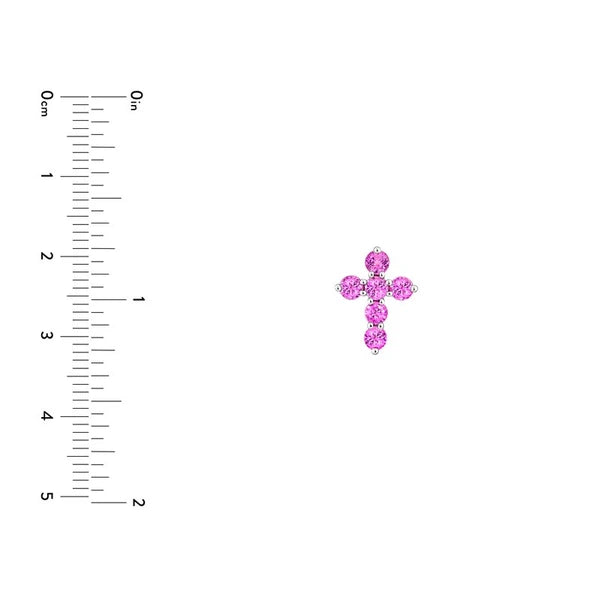 Pink Sapphire Stone Cross Pendant