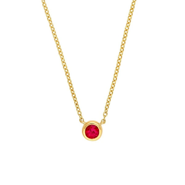 0.15ct 3mm Ruby Stone Bezel Necklace
