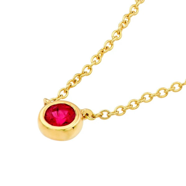 0.15ct 3mm Ruby Stone Bezel Necklace