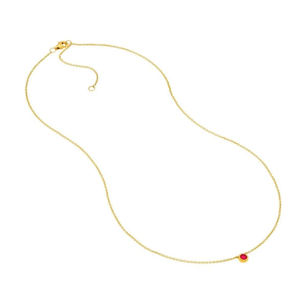 0.15ct 3mm Ruby Stone Bezel Necklace
