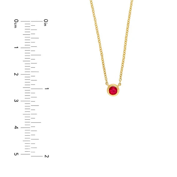 0.15ct 3mm Ruby Stone Bezel Necklace