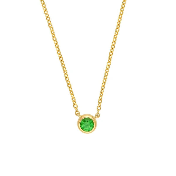 3mm Tsavorite Stone Bezel Necklace