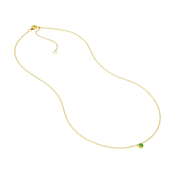 3mm Tsavorite Stone Bezel Necklace