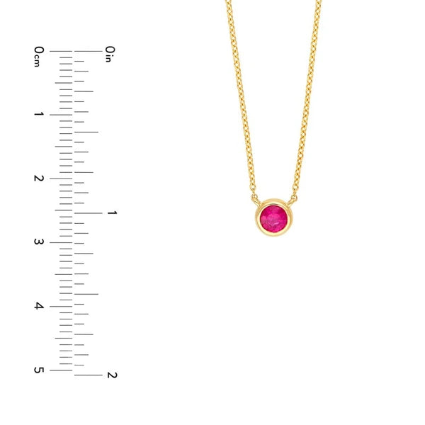 0.33ct 4mm Ruby Bezel Adj Necklace
