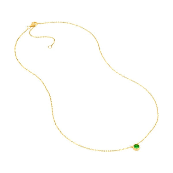 4mm Tsavorite Stone Bezel Necklace