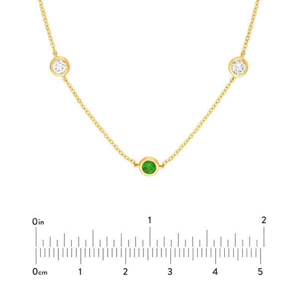 3/8tcw Diamond & Tsavorite Bezel Station Necklace