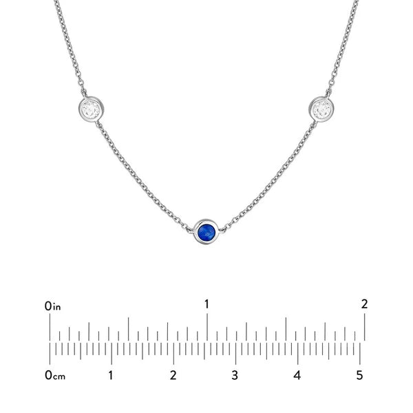 3/8tcw Diamond & Sapphire Bezel Station Necklace