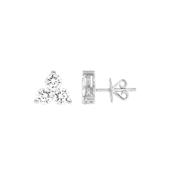 1-7/8tcw 4.2mm Diamond Trio Stud Earrings