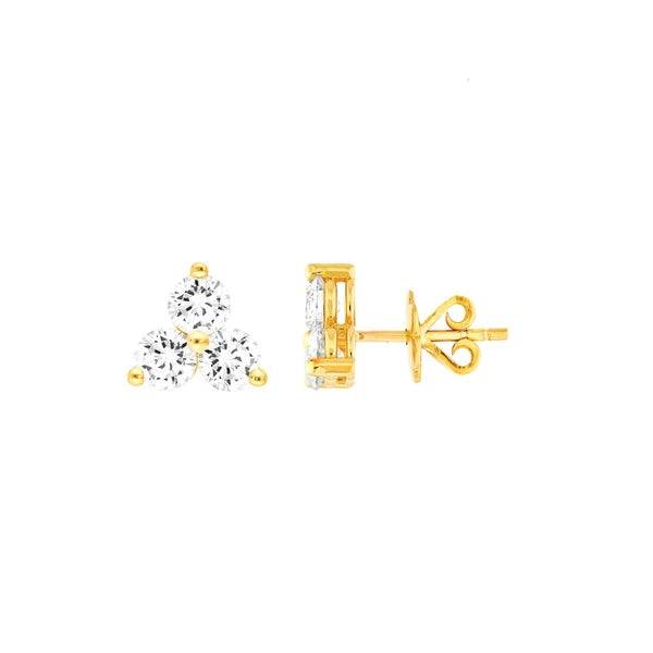 1-7/8tcw 4.2mm Diamond Trio Stud Earrings