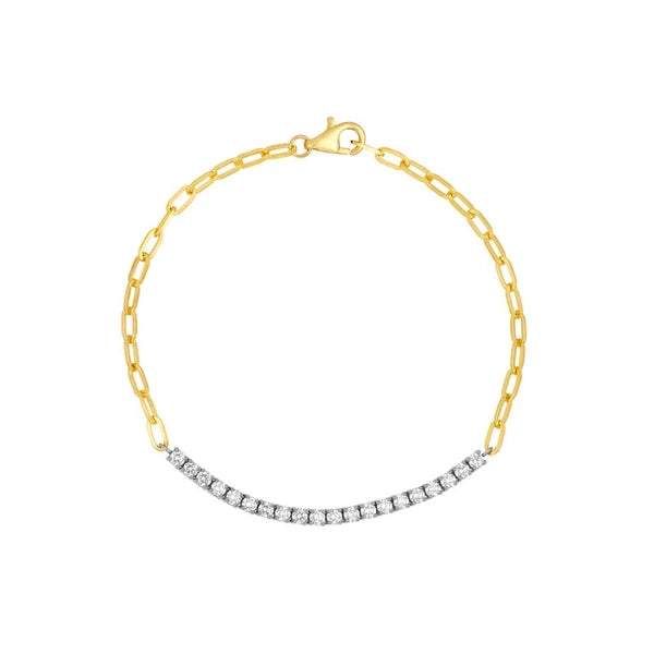 Two Tone 1.0tcw Diamond Paper Clip Bracelet