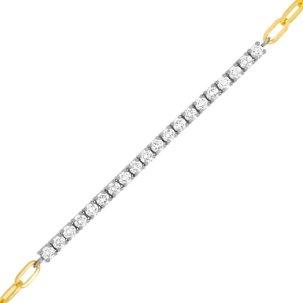 Two Tone 1.0tcw Diamond Paper Clip Bracelet