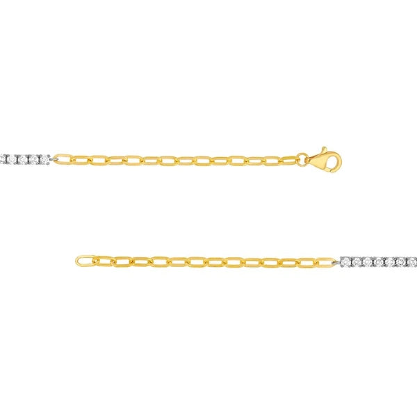 Two Tone 1.0tcw Diamond Paper Clip Bracelet
