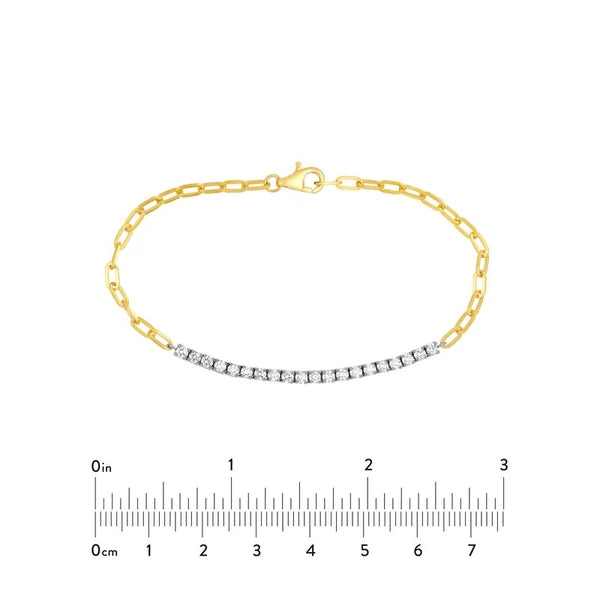 Two Tone 1.0tcw Diamond Paper Clip Bracelet
