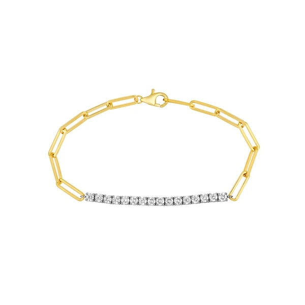 Two Tone 1-3/4tcw Diamond Paper Clip Bracelet