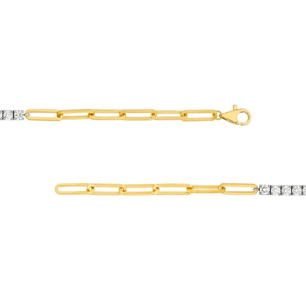 Two Tone 1-3/4tcw Diamond Paper Clip Bracelet