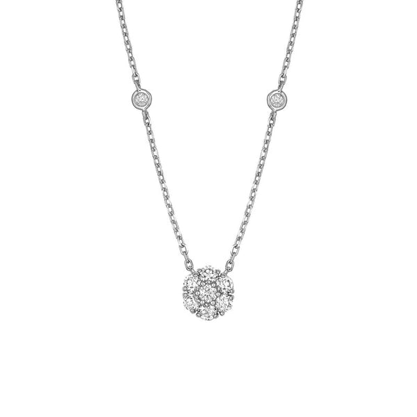3/4tcw Diamond Cluster & Bezel Station Necklace