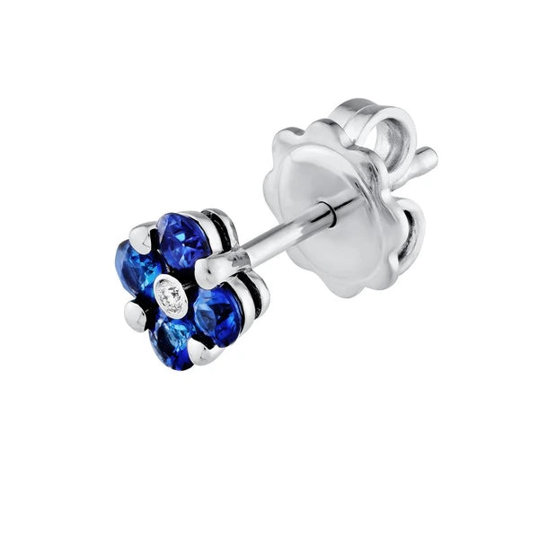 2.5mm Sapphire Flower Stud Earrings