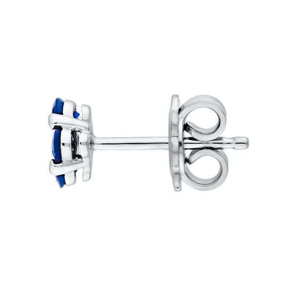 2.5mm Sapphire Flower Stud Earrings