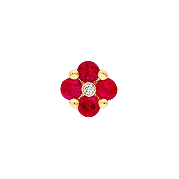 2.5mm Ruby Flower Stud Earrings