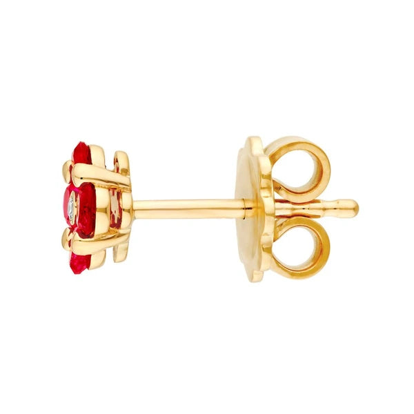 2.5mm Ruby Flower Stud Earrings