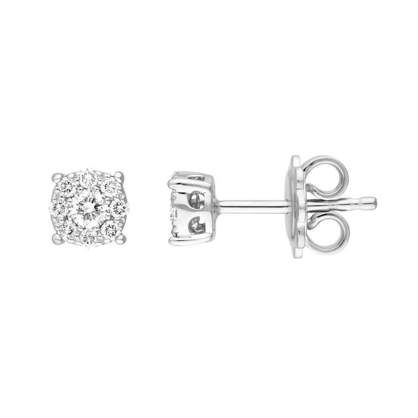 1/3tcw Diamond Cluster Stud Earrings