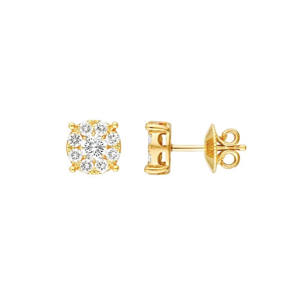 1.0tcw Diamond Cluster Stud Earrings