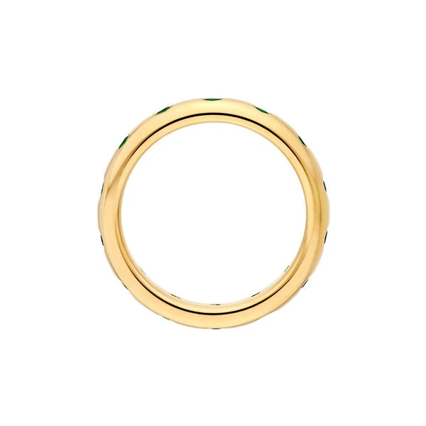 3/8tcw Round Emerald Straight Band Ring