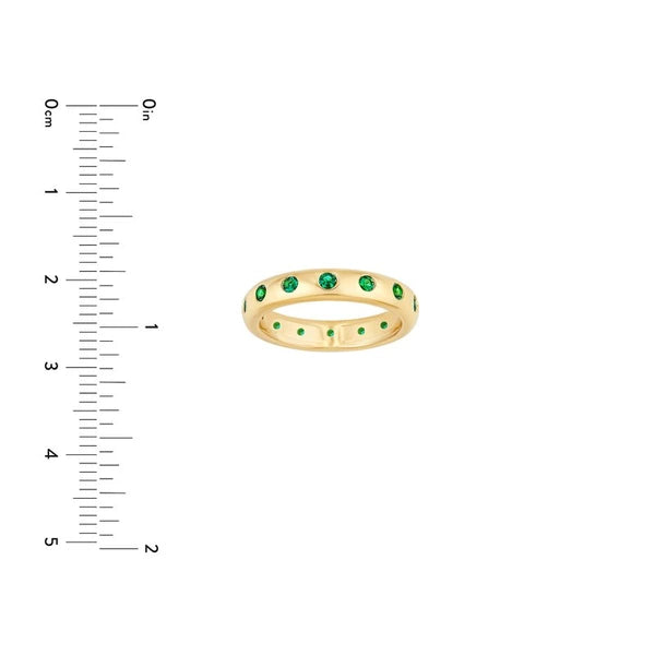 3/8tcw Round Emerald Straight Band Ring