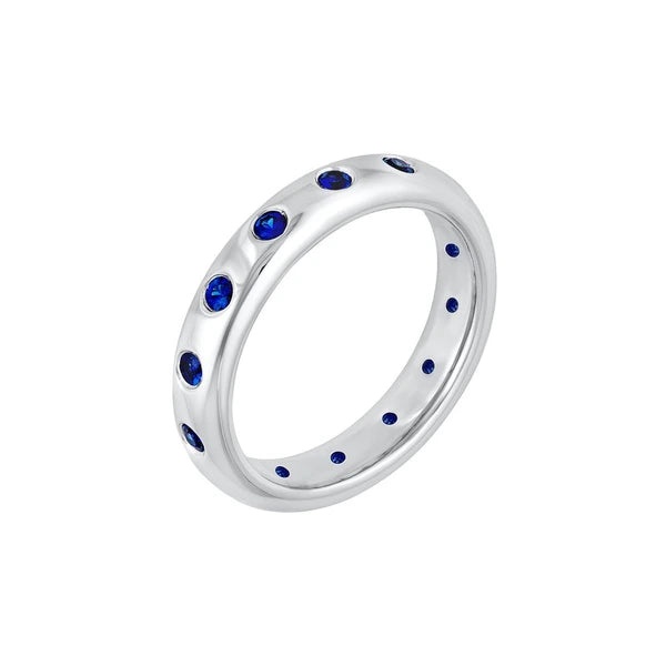 1/2tcw Round Sapphire Straight Band Ring