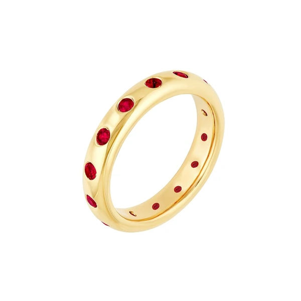 1/2tcw Round Ruby Straight Band Ring