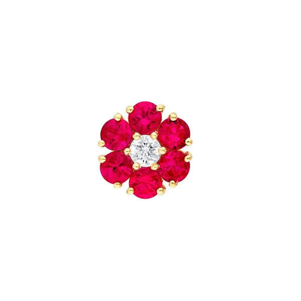 Ruby & Diamond Cluster Stud Earrings