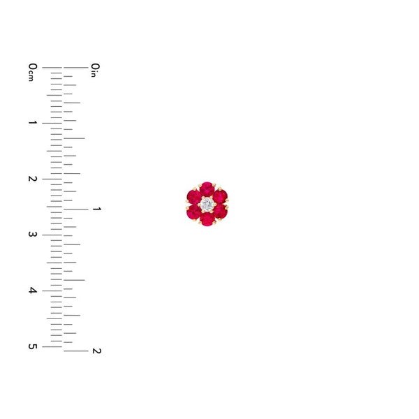 Ruby & Diamond Cluster Stud Earrings