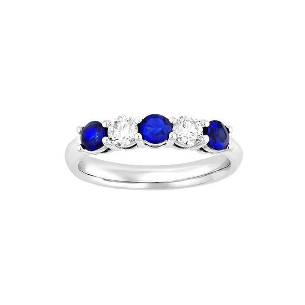 5 Stone AlterN/Ating Diamond and Sapphire Ring
