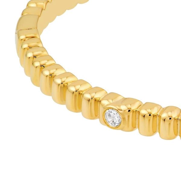 Diamond Fluted Station Bangle Bracelet (1/4tcw)