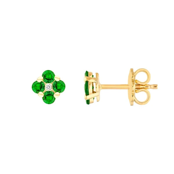 2.5mm Tsavorite Flower Stud Earrings