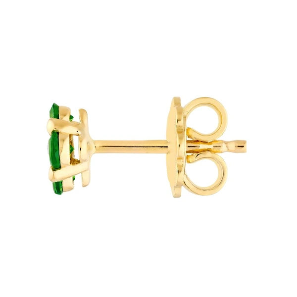 2.5mm Tsavorite Flower Stud Earrings