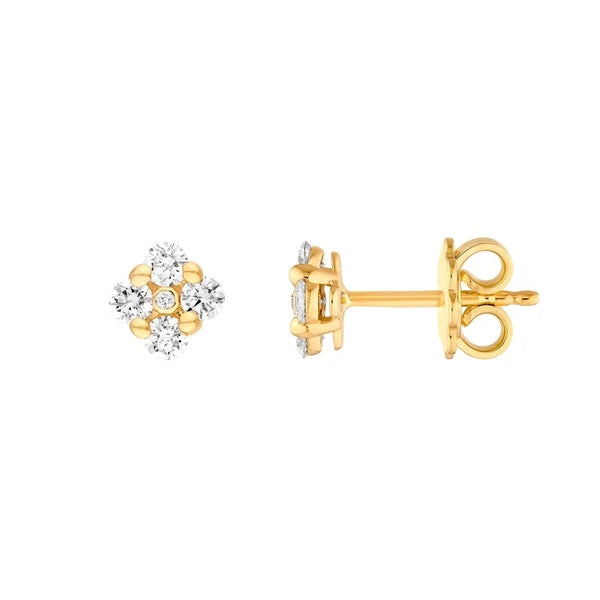 1/2tcw Diamond Flower Stud Earrings