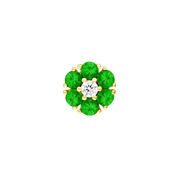 2.5mm Tsavorite & Diamond Cluster Stud Earrings