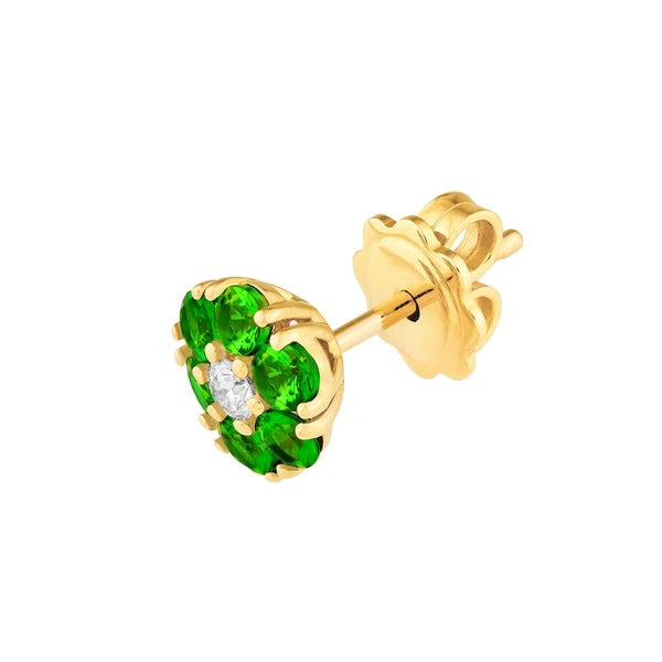 2.5mm Tsavorite & Diamond Cluster Stud Earrings