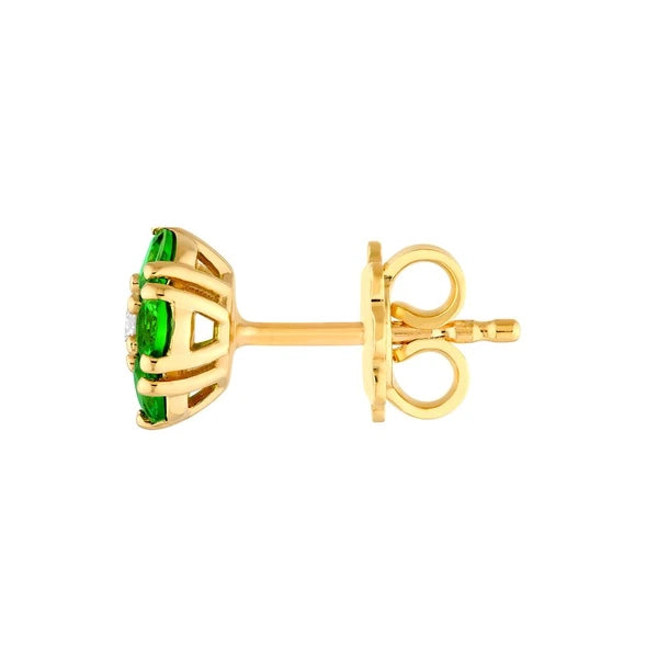 2.5mm Tsavorite & Diamond Cluster Stud Earrings