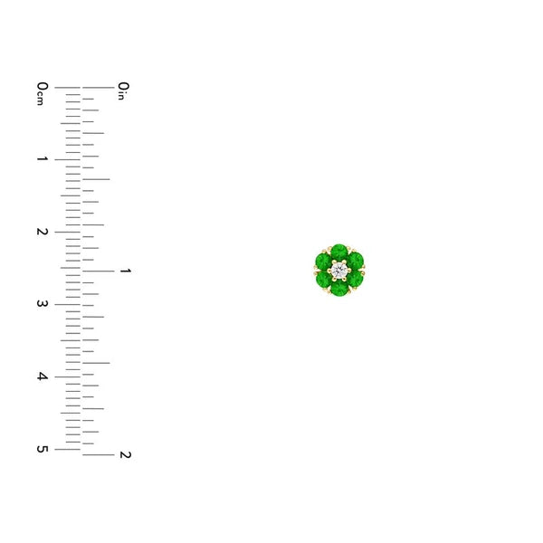 2.5mm Tsavorite & Diamond Cluster Stud Earrings