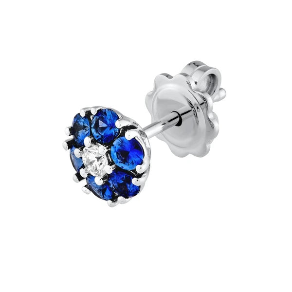 Sapphire & Diamond Cluster Stud Earrings