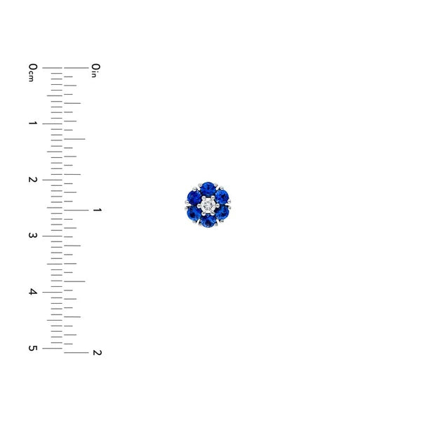 Sapphire & Diamond Cluster Stud Earrings