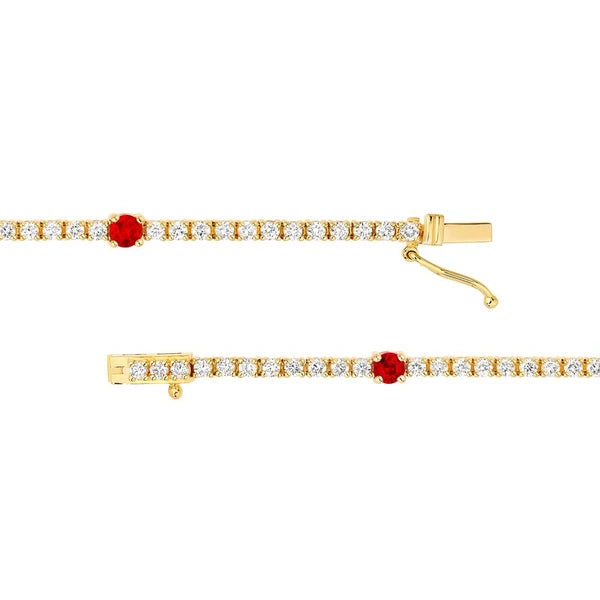 Ruby & 1-1/2tcw Diamond Station Bracelet