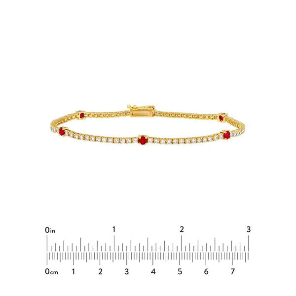 Ruby & 1-1/2tcw Diamond Station Bracelet