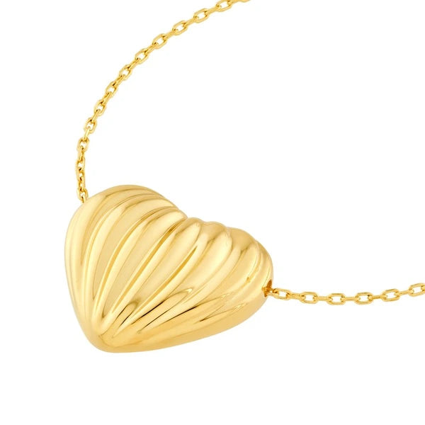 Fluted Heart Pendant Necklace