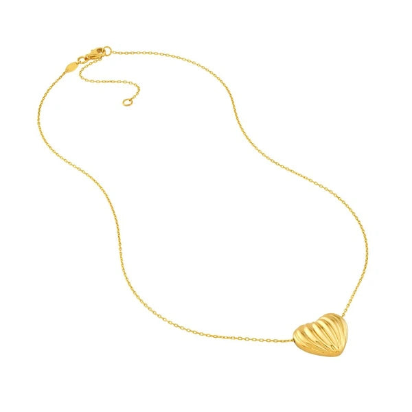 Fluted Heart Pendant Necklace