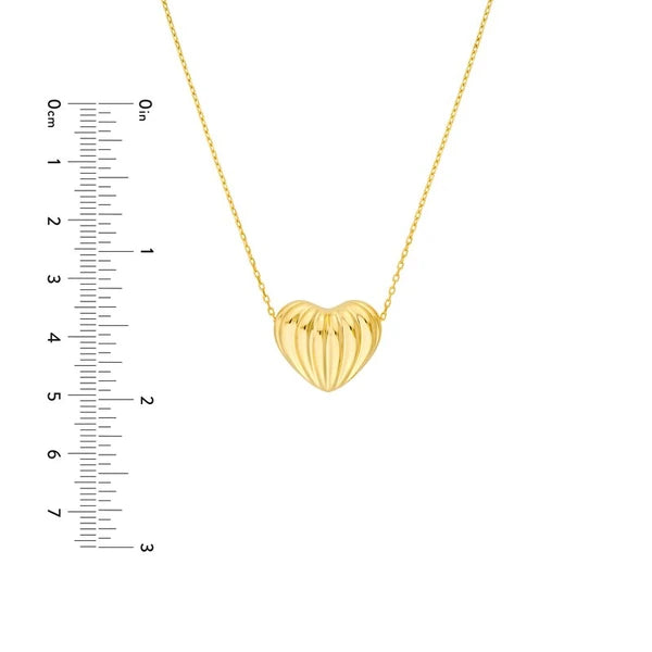 Fluted Heart Pendant Necklace