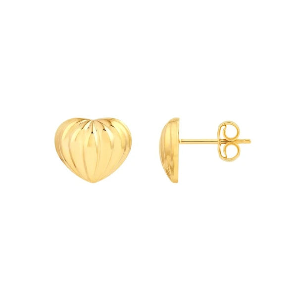 Fluted Heart Small Stud Earrings