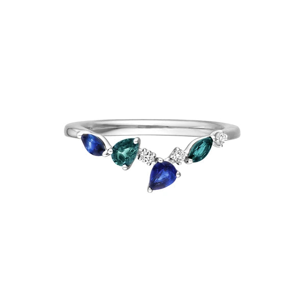Teal Sapphire and Blue Blossom Band